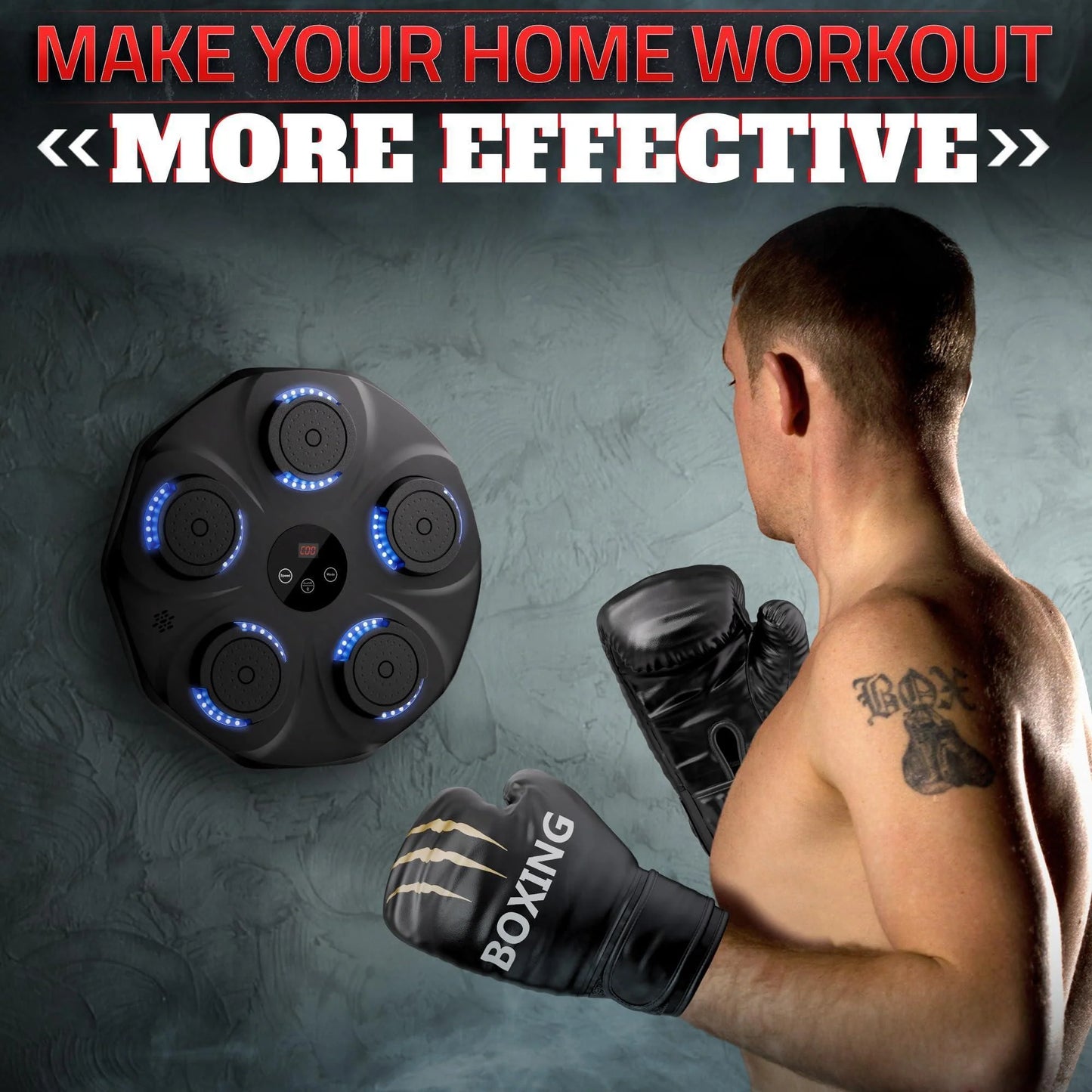 Music Boxing Machine for Adults Durable Wall Mounted Bluetooth Music Punching Machine with 9 Modes Shock Absorbing Pads LED Screen & Included Gloves Boxing Equipment for Training at Home