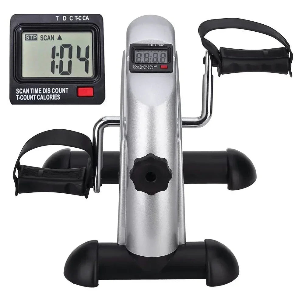 Mini Exercise Bike, Himaly under Desk Bike Pedal Exerciser Portable Foot Cycle Arm & Leg Peddler Machine with LCD Screen Displays