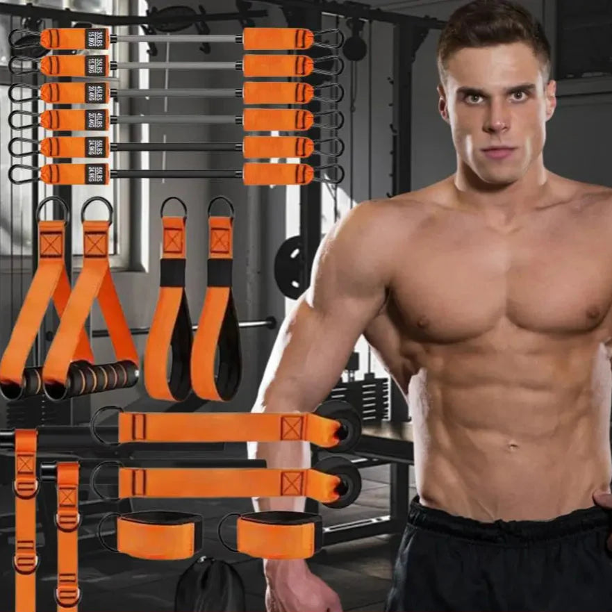 Pilates Bar Kit with Resistance Bands, Multifunctional Pilates Bar for Women & Men with Heavy-Duty Metal Adjustment Buckle, Pilates Home Equipment for Full Bodyworkouts