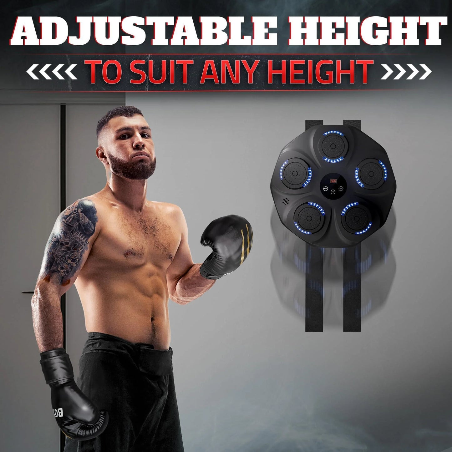 Music Boxing Machine for Adults Durable Wall Mounted Bluetooth Music Punching Machine with 9 Modes Shock Absorbing Pads LED Screen & Included Gloves Boxing Equipment for Training at Home